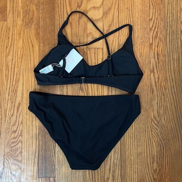 Andie Bikini Set Valencia Top Bikini Bottom Rib Black size Large NWT - Picture 3 of 14